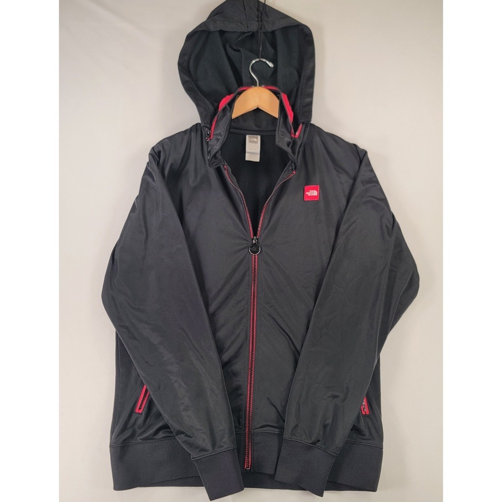 The‎ North Face Hooded Full Zip Jacket Black Red Hidden Hood Men's Large